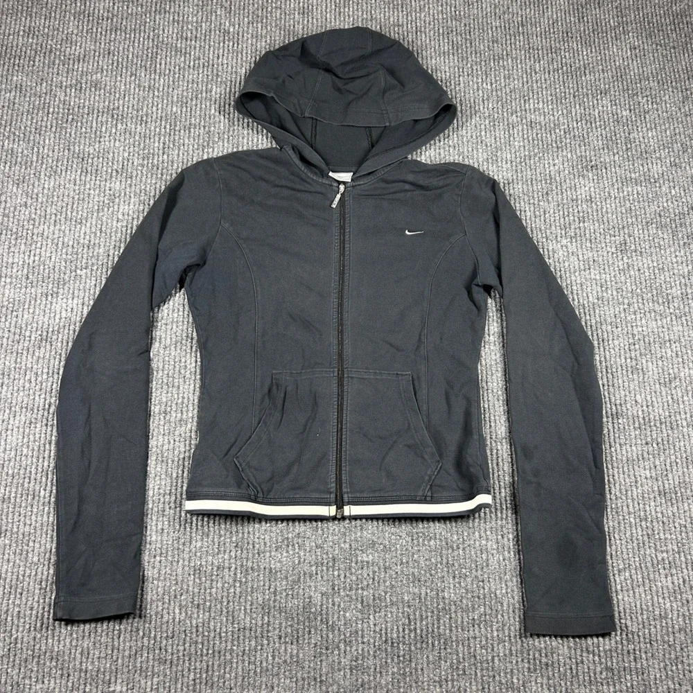 Vintage Nike Jacket Womens S Full Zip Hoodie Y2K Black Activewear Athletic